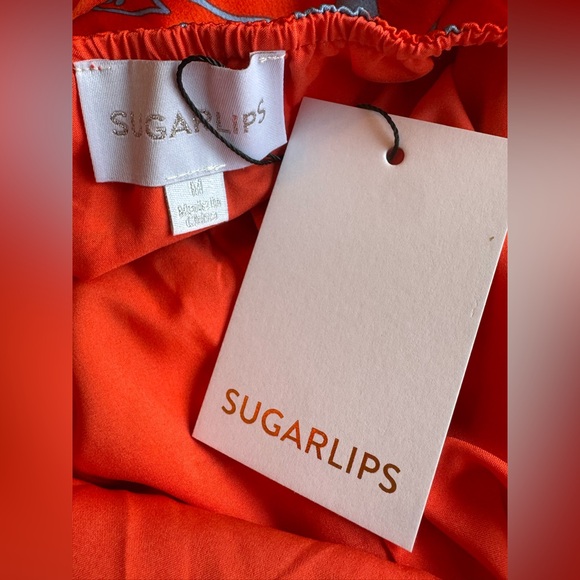 Sugarlips Orange and Blue Floral halter top Jumpsuit NWT M - Picture 4 of 9